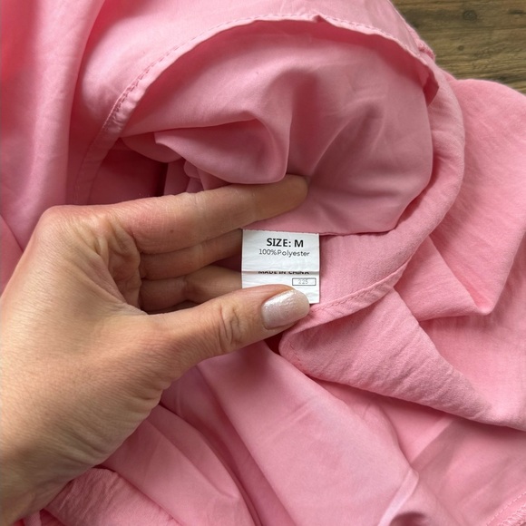 Dokotoo Pink Mini Dress V Neck Short Sleeve Tie Back Dress Size M - Picture 8 of 9